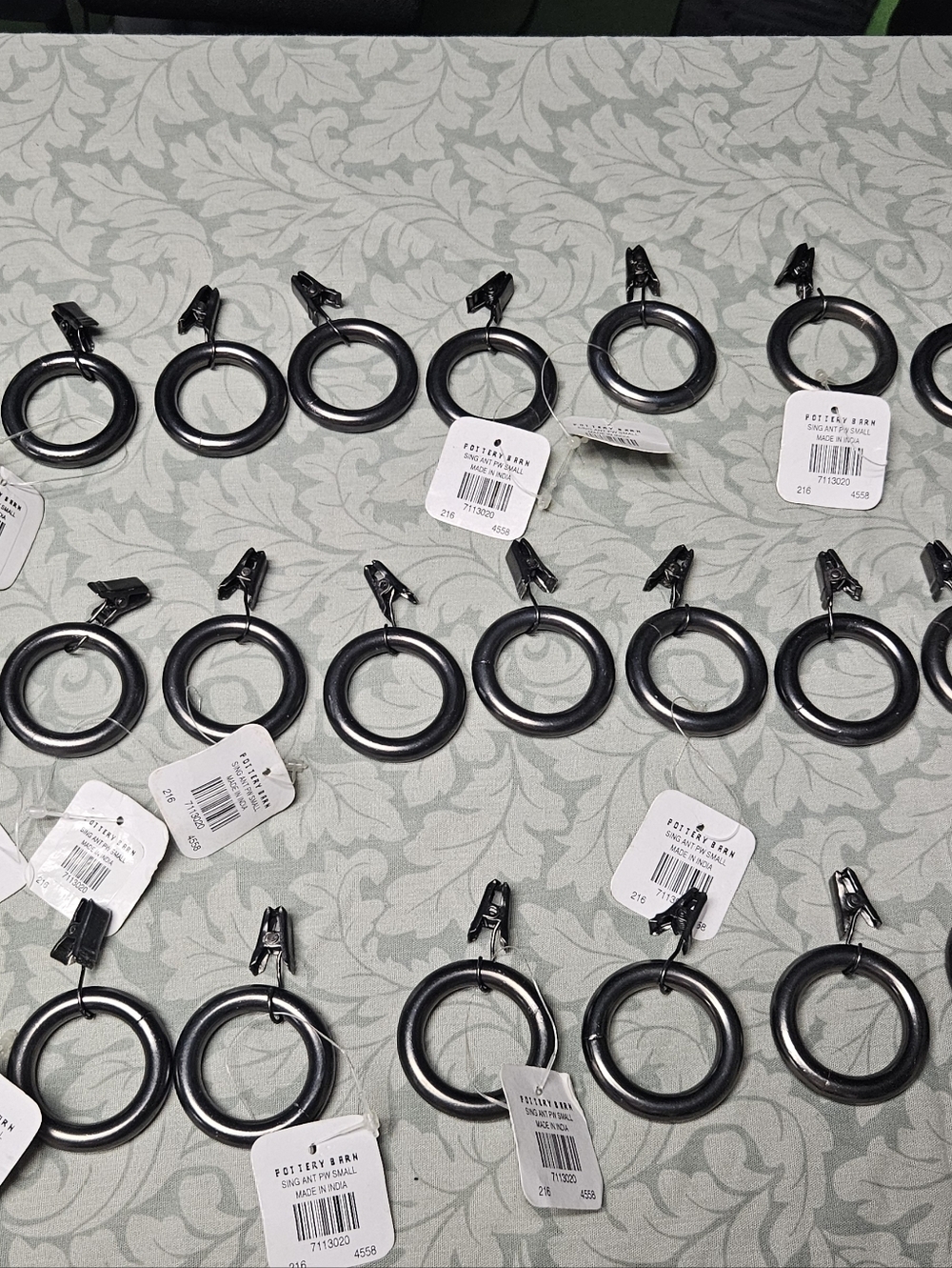 26 Pottery Barn Pewter Curtain Rings with Clips
